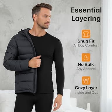 WEERTI Thermal Underwear for Men Long Johns with Fleece Lined Base Layer Men Cold Weather Top Bottom Black - Image 4