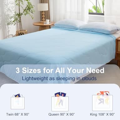 QUTOOL® Cooling Blankets for Hot Sleepers Summer Comforter for Night Sweats King Size, Double-Sided Cold Blanket Q-Max>0.4 Tech, All-Season Bedding Lightweight Breathable Comforter Blue 104"x90" - Image 8