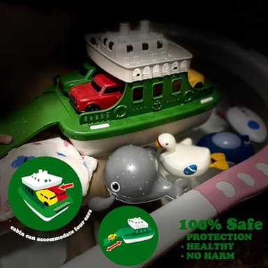 OKGIUGN Ferry Boat with 4 Car and 4 Wind Up Bath Swimming Toys, Kids Bath Toy Floating Vehicle Whales Submarines Swans Rockets, Bathtub Bathroom Pool Beach Toy Set for Toddlers Boys Girls - Image 8