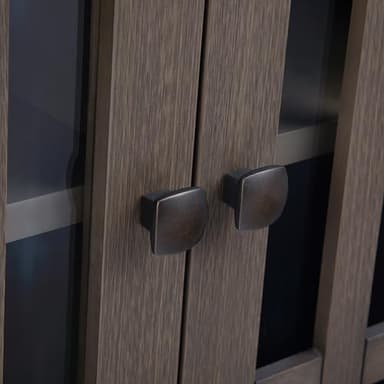 SIMPLIHOME Bedford SOLID WOOD 32 inch Wide Transitional Low Storage Media Cabinet in Farmhouse Grey for the Living Room, Entryway and Family Room - Image 6