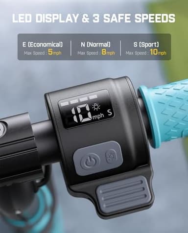 FanttikRide C9 Pro Electric Scooter for Kids 8-12, Adjustable Handlebar Height for Riders 3.9-5.2 ft, 132 lbs, Up to 40 min Continuous Time, 5 Miles Range, 3 Speed Mode 5/8/10 MPH, Blue - Image 3