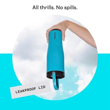 Corkcicle Go Cup XL - Leak-Proof Travel Tumbler - Triple Insulated Stainless Steel Water Bottle - Easy-Carry Handle - Summer Drinkware Gift - Keeps Drinks Ice Cold - 30 oz - Capri Blue - Image 4