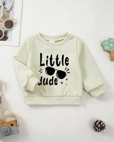 NZRVAWS 18-24 Months Baby Boys Clothes Pullover Dark Apricot Toddler Sweatshirt Long Sleeve Crewneck Boy Sweater Fall Winter Little Boys Outfit - Image 3