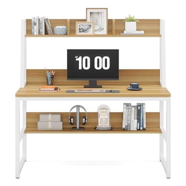 Tribesigns Computer Desk with Hutch, 47 inches Home Office Desk with Space Saving Design with Bookshelf for Small Spaces - Image 9