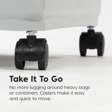 IRIS USA Dog Food Storage Container with Wheels, Airtight Lid, 2-Cup Scoop, Up to 54 Pounds Pet Food Storage, Built in Scoop Storage in Lid, Versatile Pet Food Bin, Portable, BPA Free, Gray/Dark Gray - Image 8