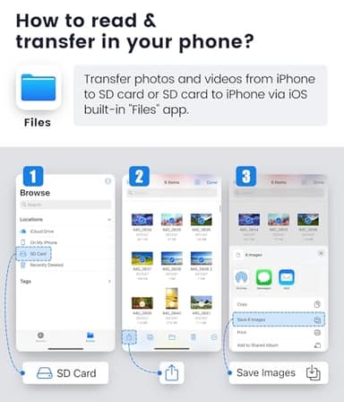 SD Card Reader for iPhone iPad, Oyuiasle Digital Trail Camera SD Card Viewer with Dual Slot for MicroSD/SD, Lightening&USBC Dual-Connector Memory Card Adapter for Photography, Plug and Play - Image 8