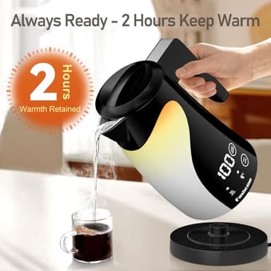 1.25L Cute Penguin Electric Kettle with Temperature Control,2H Keep Warm, Double Wall Cool-Touch,1200W Quiet Boil, BPA-Free,Cordless - Electric Tea Kettle for Home, Office, Kids (Black) - Image 4
