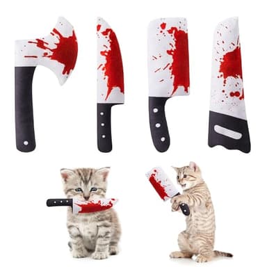 Potaroma 4Pcs Cat Toys, Horror Knife-Shaped Kitten Catnip Crinkly Sound Toys, Indoor Exercise for All Cat Breeds 6.5 Inches - Image 1