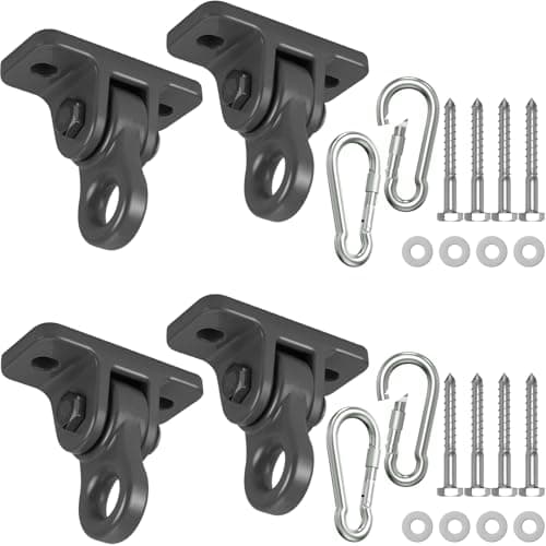 Heavy Duty Porch Swing Hangers Kit, with Screws Bolts for Wooden Sets Playground Porch Patio Yoga Seat Indoor Outdoor Hanging Snap Hooks (4 Pack Black) - Image 1