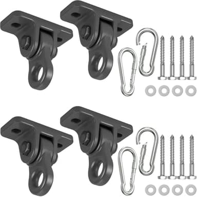 Heavy Duty Porch Swing Hangers Kit, with Screws Bolts for Wooden Sets Playground Porch Patio Yoga Seat Indoor Outdoor Hanging Snap Hooks (4 Pack Black) - Image 1