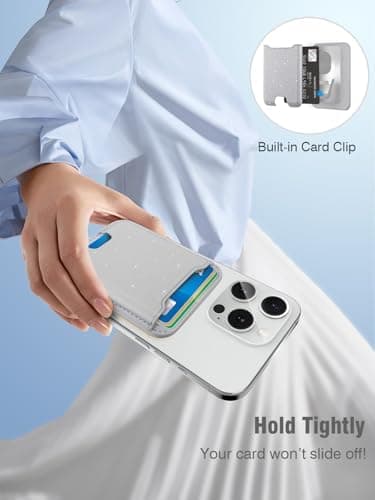 TopMade for Magsafe Wallet, Sparkle Magnetic Card Holder for iPhone 17, iPhone 16/15/14/13/12 Series, Leather Magnetic Phone Wallet with Powerful Magnet, RFID Blocking, Fit 4 Cards, Glitter Gray - Image 6
