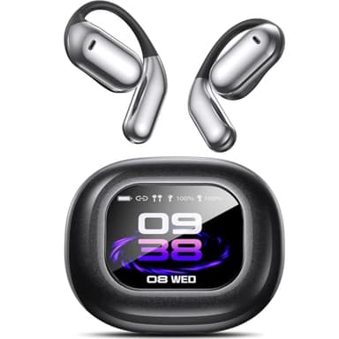 AI Language Translator Earbuds, OWS LCD Touchscreen Real-Time Translation for 144 Languages & Accents Includes Free Subscription Translation Device Earphones for Travel Business Learning Black - Image 1