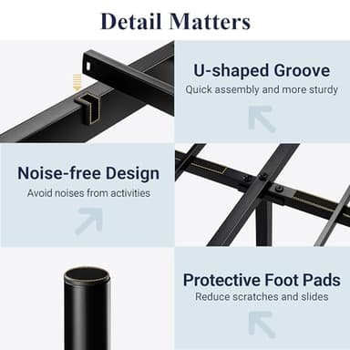 Allewie Queen Size Metal Platform Bed Frame with Victorian Vintage Headboard and Footboard/Mattress Foundation/Under Bed Storage/No Box Spring Needed/Noise-Free/Easy Assembly, Black - Image 6