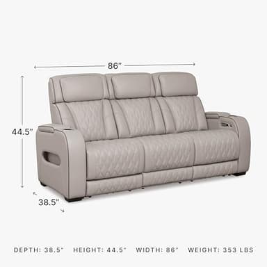 Signature Design by Ashley Boyington Contemporary Leather Match Power Reclining Sofa with USB Charging Ports, LED Lights and Adjustable Headrest, Light Gray - Image 3