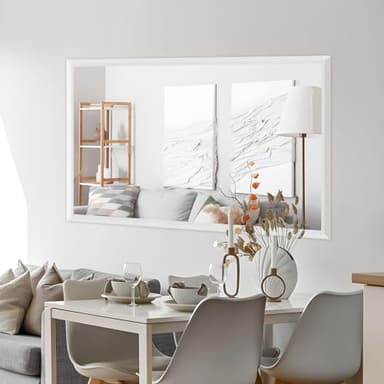 Amorho Bathroom Mirror, 72 X36 Inch White Thick Metal Framed Wall Mirrors for Over 2 Sinks, Bedroom, Living Room, Entryway, Large Rectangle Wall-Mounted Mirrors. - Image 5