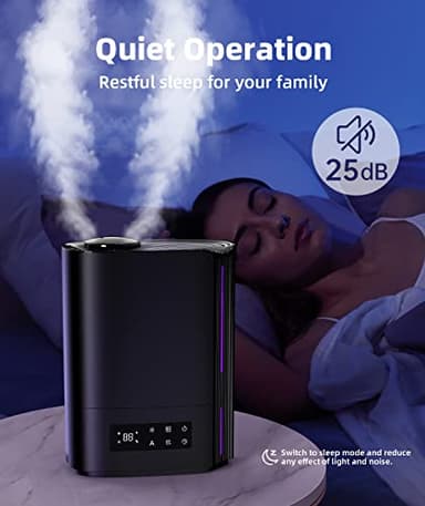 BREEZOME 6L Humidifiers for Bedroom Large Room & Essential Oil Diffuser, Ultrasonic Top Fill Cool Mist Humidifiers for Baby, Plants, Nursery Last up to 60 Hours, Smart Humidistat Control, Quiet, Black - Image 4