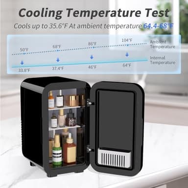 YASHE Mini Fridge, 6 Liter/8 Can 110V AC/DC Portable Thermoelectric Cooler Refrigerators for Bedroom, Skincare, Beverage, Office, Dorm Room and Car, Black - Image 4