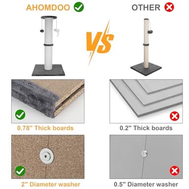 Ahomdoo Cat Scratching Post 34 Inches Heavy Duty and Thicker Cat Scratching Post Sisal Rope with Hanging Ball and Mice Scratching Post for Indoor Cats and Adult(Grey) - Image 6