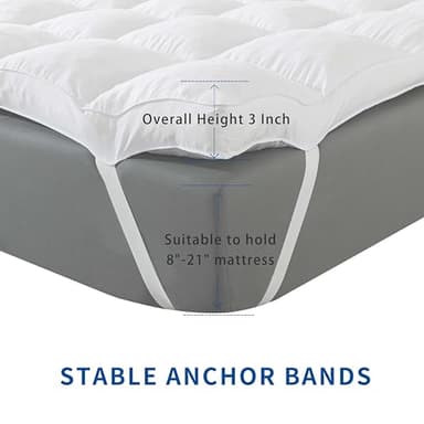 WhatsBedding 3 Inch Memory Foam Mattress Topper Full Size for Pressure Relief, Fluffy & Soft Shredded Memory Foam Filled Pillow Top, 4 Anchor Elastic Bands, 1700GSM, 54x75in - Image 5