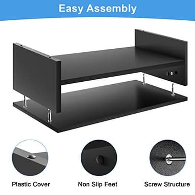 Marbrasse Monitor Stand Riser, 2 Pack 16.5 Inch 2 Tier Computer Monitor Stand, Printer Shelf Stand for Laptop Computer Screen Storagek,Desktop Stand with Phone Holder and Cable Management - Image 3