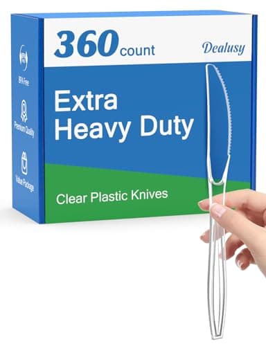Dealusy 360 Count Extra Heavy Duty Clear Plastic Knives Disposable, BPA-Free, Heat Resistant, Solid and Durable Disposable Knives Bulk, Premium Plastic Knives heavy duty for Party Supply - Image 1