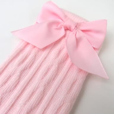 HonestBaby Cable Knit Socks with Bow, Pink, 12-24 Months - Image 4