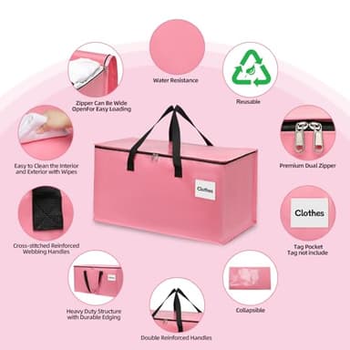 YEUEYS Extra Large Moving Bags with Zipper - Heavy Duty Tote for Packing Clothes, Durable Storage Bin Organizer, Multipack Set - Image 3