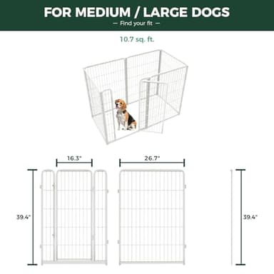 FXW Homeplus Unleashed Indoor Dog Playpen - Stress-Free and Safe Play, Heavy Duty 40 Inch 6 Panels Dog Pen for Medium and Large Dogs, White│Patented - Image 2