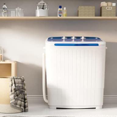SUNCROWN Portable Washing Machine 16lbs, Compact Twin Tub Semi Automatic Washer, Energy-Saving Mini Laundry Combo with Extended Drain Hose & Pump for Dorms, Apartments, RV, Blue - Image 2