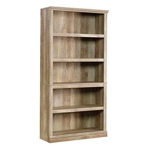 Sauder 5 Tier Book Shelf Wooden Bookcase Multipurpose Bookshelf for Home Office, Living Room, in Lintel Oak - Image 1