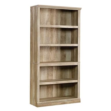 Sauder 5 Tier Book Shelf Wooden Bookcase Multipurpose Bookshelf for Home Office, Living Room, in Lintel Oak - Image 1