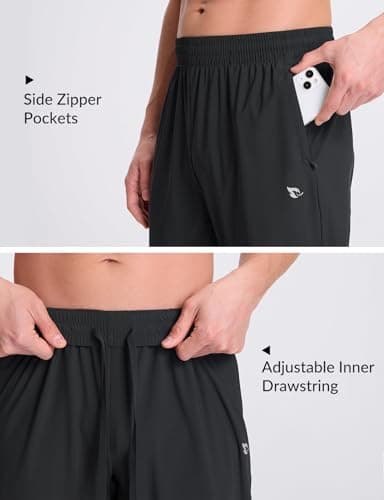 baleaf Men's Athletic Pants with Zipper Pockets Lightweight Quick Dry Tapered Sweatpants for Track Workout Jogging Running Black M - Image 5