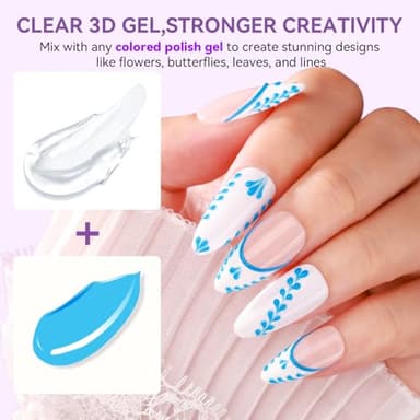 Makartt 3D Painting Clear Nail Gel For Nails Art Chrome Nail Powder Micro 3D Sculpting Gel No Wipe UV Gel for Gel Nail Polish 3D Carving Drawing Gel for Nail Art at Home & Salon DIY 8ML - Image 3
