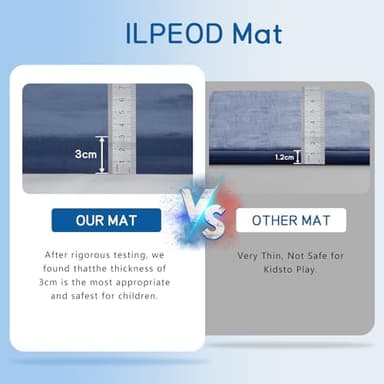 ILPEOD Baby Play Mat 1.2" Thick Memory Foam Nursery Rug Area Rug, 6’7” X 6’7” Yoga Mat Playmat Crawling Mat for Baby,Toddlers,Infants,Kids,Floor Mat Tatami Mat for Living Room with Non-Slip(Blue) - Image 6