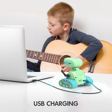 ALLCELE Robot Toys, Rechargeable RC Robots for Kids Boys, Remote Control Toy with Music and LED Eyes, Ideal Gift for Children-Green Blue - Image 4