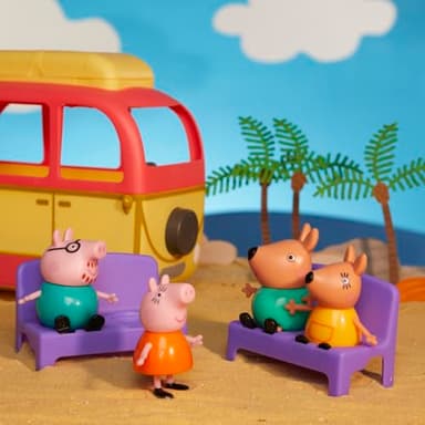 Peppa Pig Peppa Visits Australia Campervan Vehicle Preschool Toy with Rolling Wheels; Includes 8 Figures, 4 Accessories, for Ages 3 and Up (Amazon Exclusive) - Image 2