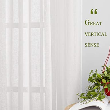 NICETOWN White Sheer Linen Curtains Flax Texture for Bedroom, Vintage Grommet Top Semitransparent Privacy Window Treatment Light Filtering for Living Room / Flat, W52 x L72, Set of 2 - Image 6