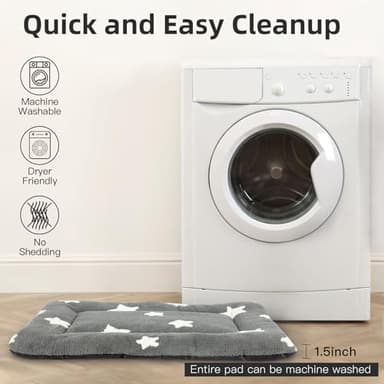 Mora Pets Cat Bed for Indoor Cats Washable Dog Crate Pad Cute Star Dog Bed Mat for Small Dogs Pet Kennel Pad for Cage Soft Flat Puppy Kitten Cushion Sleeping Anti-Slip Grey 22 x 13 - Image 3