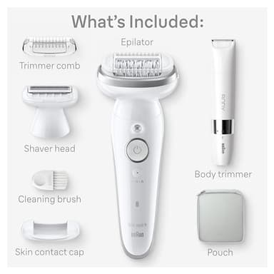 Braun Silk-épil 9 Epilator, Pivoting Head, Wet and Dry, Includes Body Trimmer, Shaver Head and Trimmer Comb,SES9-441 - Image 2