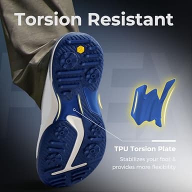 FitVille Extra Wide Golf Shoes Men Professional Outdoor Water Resistant Golf Shoes for Course with Spikes(White Blue, 10.5 X-Wide) - Image 3