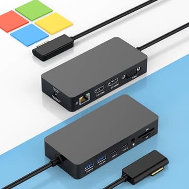 New Microsoft Surface Dock Triple Displays Dual HDMI+VGA with Power Adapter,12 in 1 Surface Docking Station for Microsoft Surface Pro 11/10/9/8/X/7/6/5/4/3,Surface Laptop 7/6/5/4/3/2/1,Surface Book Go - Image 1