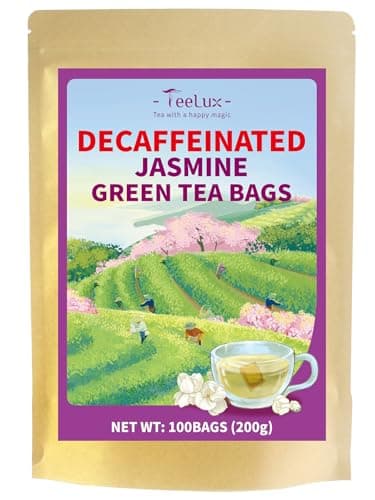 TeeLux Decaf Jasmine Green Tea Bags, Decaffeinated Jasmine Scented Green Tea, Pleasant Aroma & Smooth Taste, 100 Count - Image 1