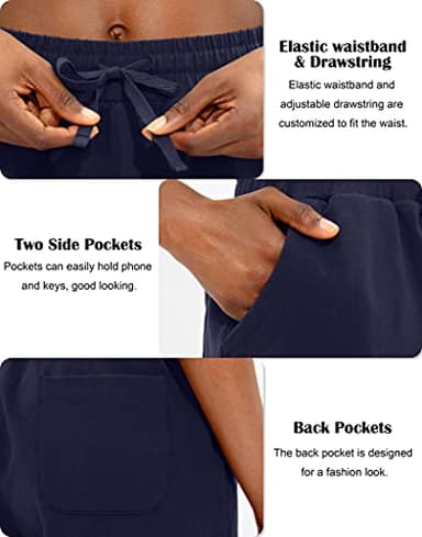 Viodia Women's Bermuda 10" Long Shorts with Pockets Cotton Sweat Lounge Shorts for Women Jersey Athletic Knee Length Shorts for Summer Navy - Image 5