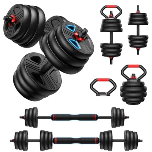 Adjustable dumbbell set, 45lbs Free Weights set with upgraded nut, 5 in 1 Weight Set Used as Kettlebells, Barbell, Push up Stand, Fitness Exercise for Home Gym Suitable Men/Women - Image 1