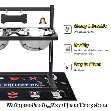 SHAINFUN Elevated Dog Bowls with Slow Feeder & Spillproof Mat, Raised Dog Bowl Stand with 2 Stainless Steel Food Water Bowls, Adjustable Height Stand for Large Medium Breeds - Image 4