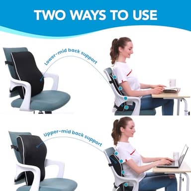 Lumbar Support Pillow for Office Chair, Office Home Essentials,Stocking Stuffers,Back Support Pillow for Car, Chair Cushions,Back Pain Relief Improve Posture,Mesh Cover Double Adjustable Straps - Image 6