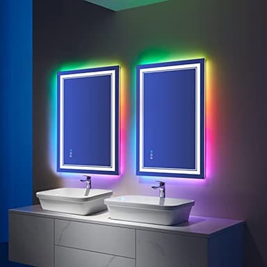 ISTRIPMF 24x36 inch RGB LED Bathroom Mirror with Lights, Colorful Changing Lighted Mirror, Shatterproof Dimmable Anti-Fog LED Vanity Mirror for Bathroom (RGB Backlit + Front-Lit) - Image 9