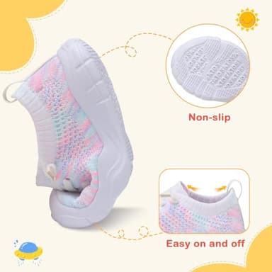 LeIsfIt Toddler Girls Boys Shoes Lightweight Sneakers Tennis Shoes Kids Slip on Shoes Breathable Barefoot Shoes Color Size 6.5 - Image 3