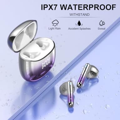 Wireless Earbuds, Bluetooth Headphones 48H Playtime Ear Buds with LED Power Display, IPX7 Waterproof Bluetooth 5.4 Earphones in-Ear Earbuds with 4 Mic for Android iOS Cell Phone Laptop, Purple - Image 7