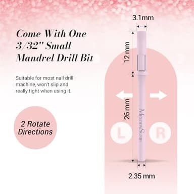 MelodySusie 50 Pcs Nail Drill Bits Small Sanding Bands with 3.1mm Mandrel Bit, 180 Fine Grit Nail File for Acrylic Nails Gel Manicures and Pedicure, Pink - Image 7